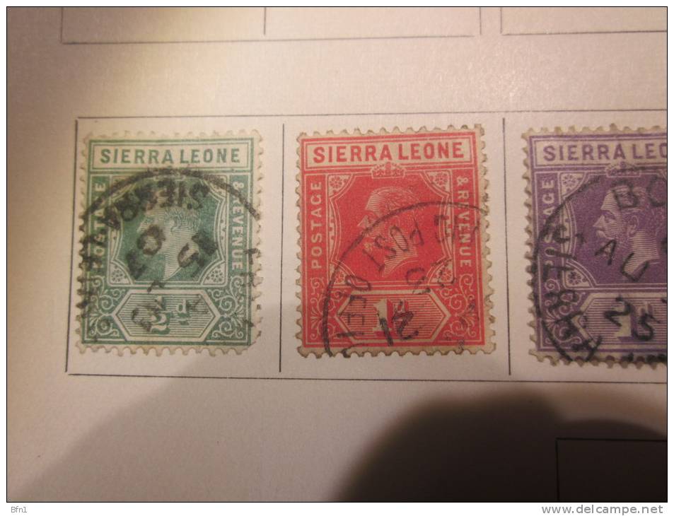 COLLECTION TIMBRES GRANDE BRETAGNE SIERRRA-LEONE  DEBUT 1912  OBLITERES    AVEC CHARNIERE - Sierra Leone (...-1960)