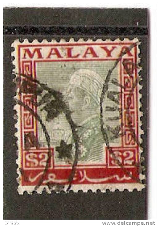 MALAYA - SELANGOR  1936 $2 SG 84 FINE USED Cat £12 - Selangor
