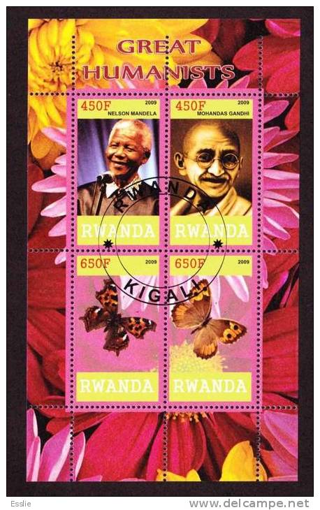 Rwanda - Mahatma Gandhi And Nelson Mandela - Miniature Sheet CTO - Mahatma Gandhi