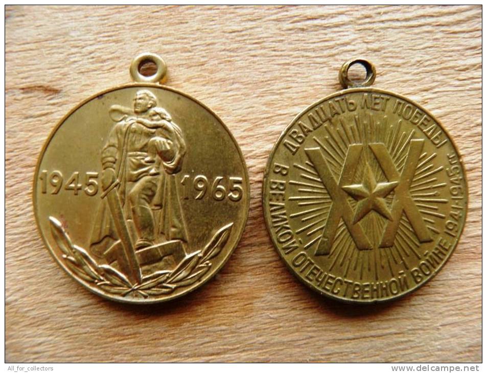 Medal From USSR, XX 20 Years Victory WwII, Monument, 1945 1965 - Rusia