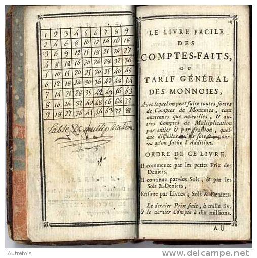 LE LIVRE DES COMPTES-FAITS  PAR BAREME 1773 - 1701-1800