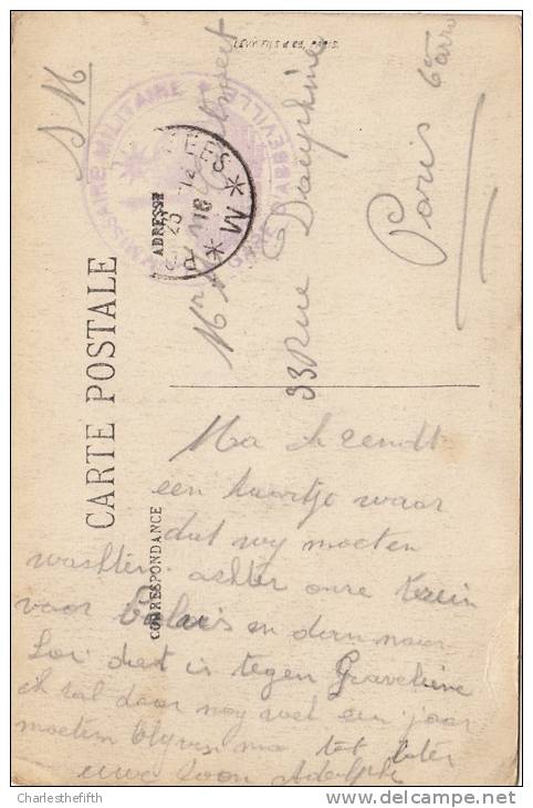 TAMPON RARE GUERRE 1914 - COMMISSAIRE MILITAIRE GARE D´ ABBEVILLE - Envoyée Par Soldat Belge Qui Attends Train P. Calais - Guerre 1914-18