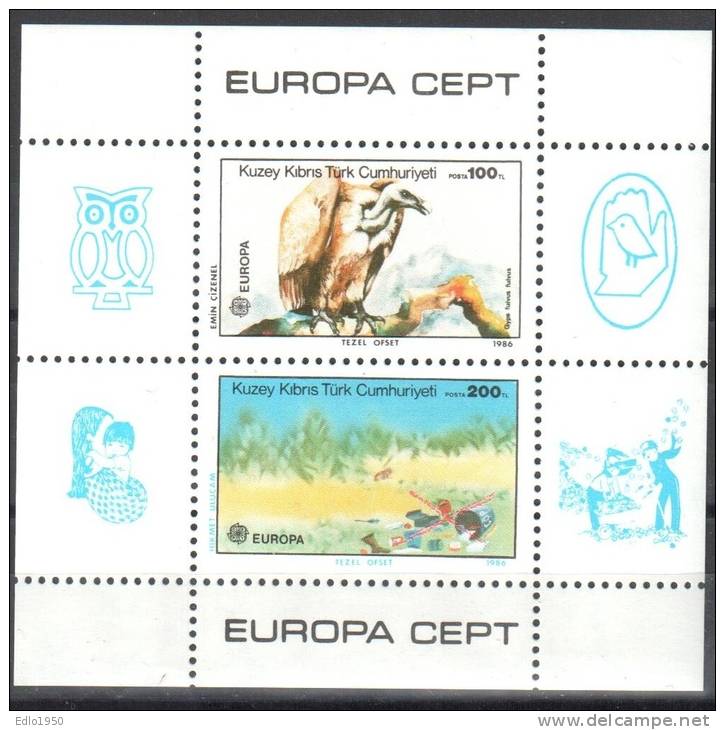 Turkey Cyprus 1986 Europa CEPT Birds -  Mi.bl.5 - MNH (**) - Neufs