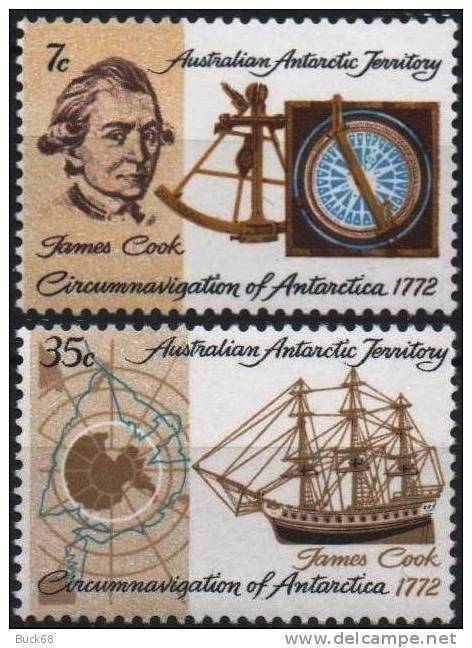 AAT Australian Antartic Territory Poste 21 & 22 ** MNH Antarktis Antarctique Pôle Sud : James COOK Resolution Sextant - Unused Stamps
