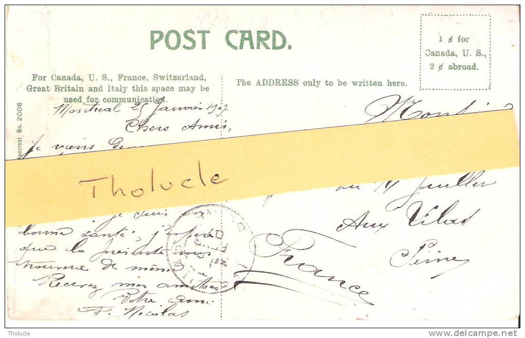 Edward VII- Pair Of 1 Cent- Sur Carte Postale-Quebec-Canada-1907-Château Frontenac De La Basse Ville (3 Scans) - Storia Postale