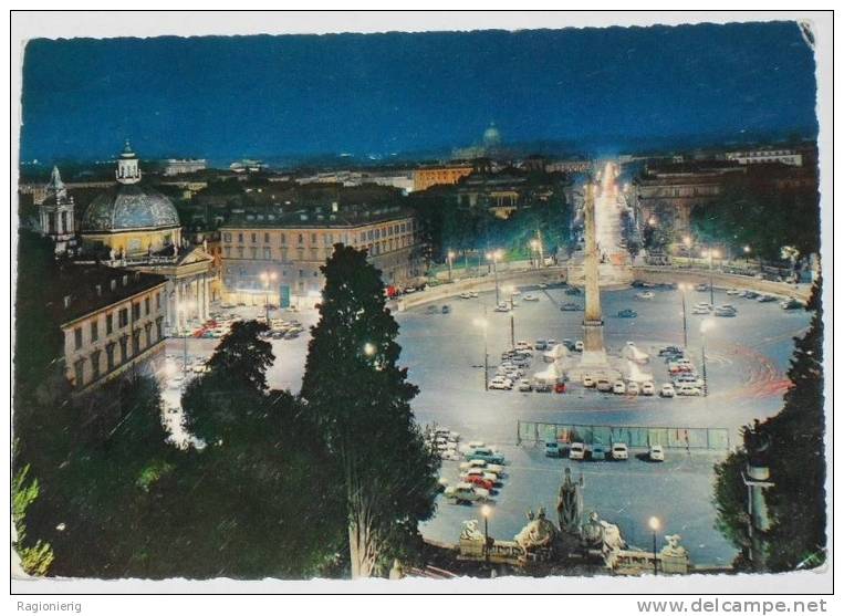 ROMA Di Notte - Piazza Del Popolo - 1966 - Piazze