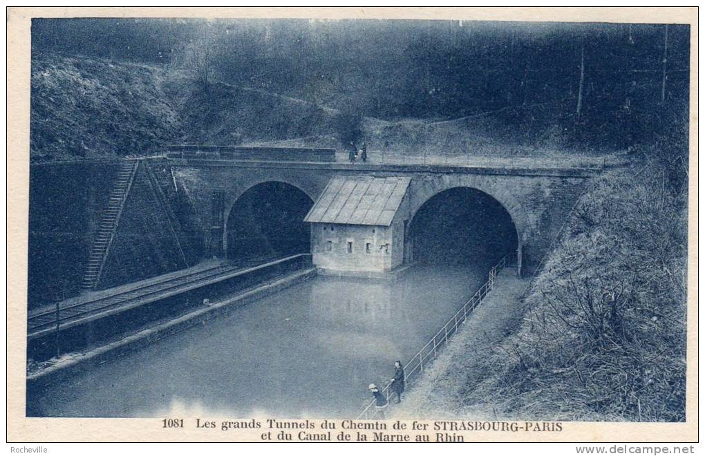 Les Grands Tunnels Du Chemin De Fer Strasbourg-Paris Et Du Canal De La Marne Au Rhin- Cpa - Ouvrages D'Art