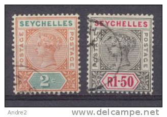 Seychelles 1897 - 1900  2c And 1r50 Grey And Carmine - Seychellen (...-1976)