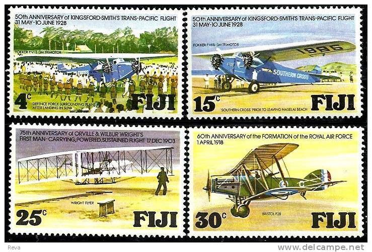 FIJI ISLANDS 60 YEARS OF ROYAL AIRFORCE & OTHER ANNIVERSARIES AIRPLANE SET OF 4 1978 MINT SG? READ DESCRIPTION   !! - Fidji (1970-...)