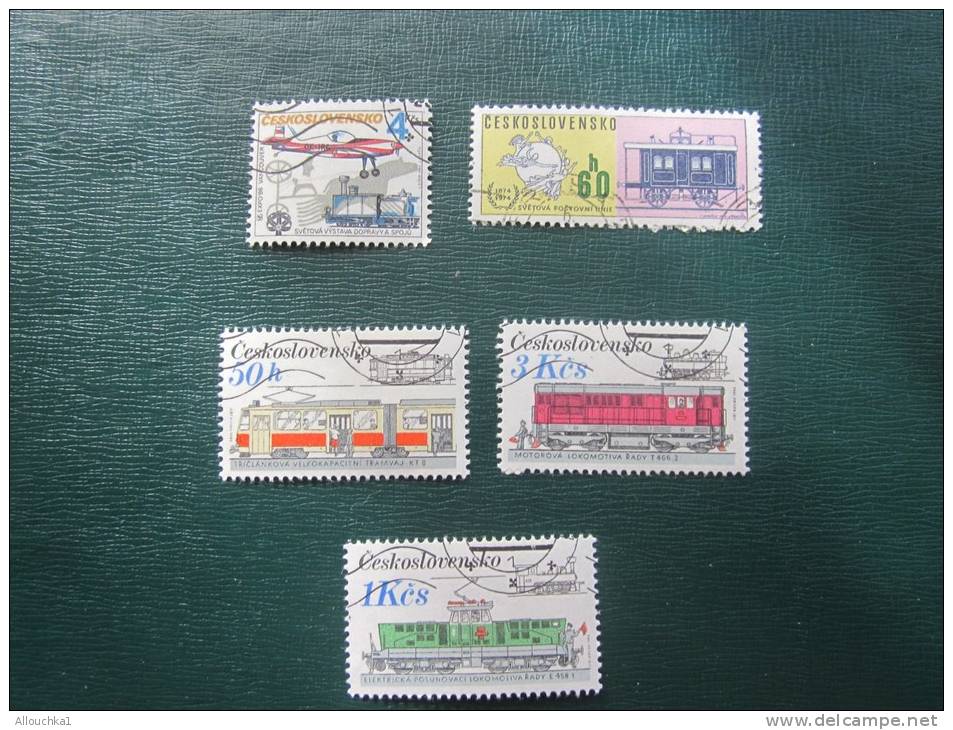 5 TIMBRES STAMPS  Thème Des TRAINS-LOCOMOTIVE à VAPEUR-TGV -tren Locomotora ZUG Lokomotive Treno Locomotiva Tchécoslovaq - Trains