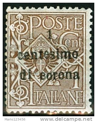 ITALIA, ITALY, TERRE REDENTE, TRENTO E TRIESTE, 1919, FRANCOBOLLO NUOVO (MNH**), Sassone 1 - Trente & Trieste