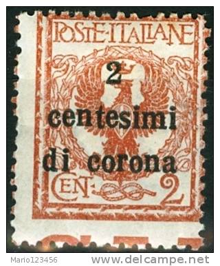 ITALIA, ITALY, TERRE REDENTE, TRENTO E TRIESTE, 1919, FRANCOBOLLO NUOVO (MLH*), Sassone 2 - Trente & Trieste