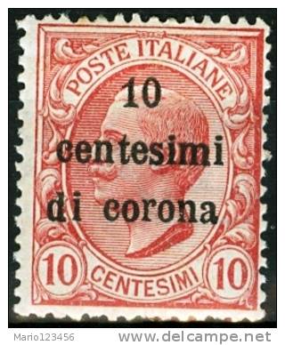 ITALIA, ITALY, TERRE REDENTE, TRENTO E TRIESTE, 1919, FRANCOBOLLO NUOVO (MNH**), Sassone 4 - Trente & Trieste