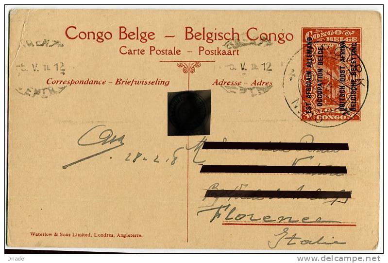 INTERO POSTALE CONGO BELGA BELGE BELGISCH EST AFRICAN ALLEMAND VERS LA KAGERA TRANSPORT DE BAGAGES - Stamped Stationery