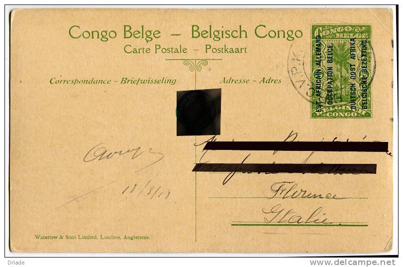 INTERO POSTALE CONGO BELGA BELGE BELGISCH EST AFRICAN ALLEMAND STEAMER BARON DHANIS TRASPORTI - Entiers Postaux