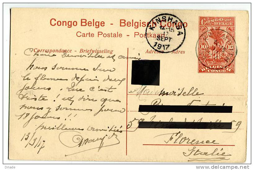 INTERO POSTALE CONGO BELGA BELGE BELGISCH KATANGA STAZIONE LIGNE DE SAKANIA A ELSABETHVILLE - Interi Postali