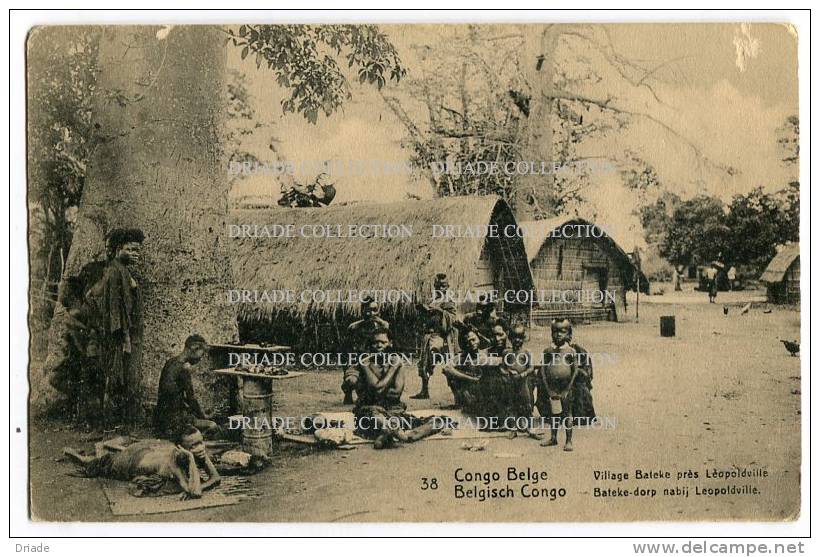 INTERO POSTALE CONGO BELGA BELGE BELGISCH VILLAGE BATEKE PRES LEOPOLDVILLE - Entiers Postaux