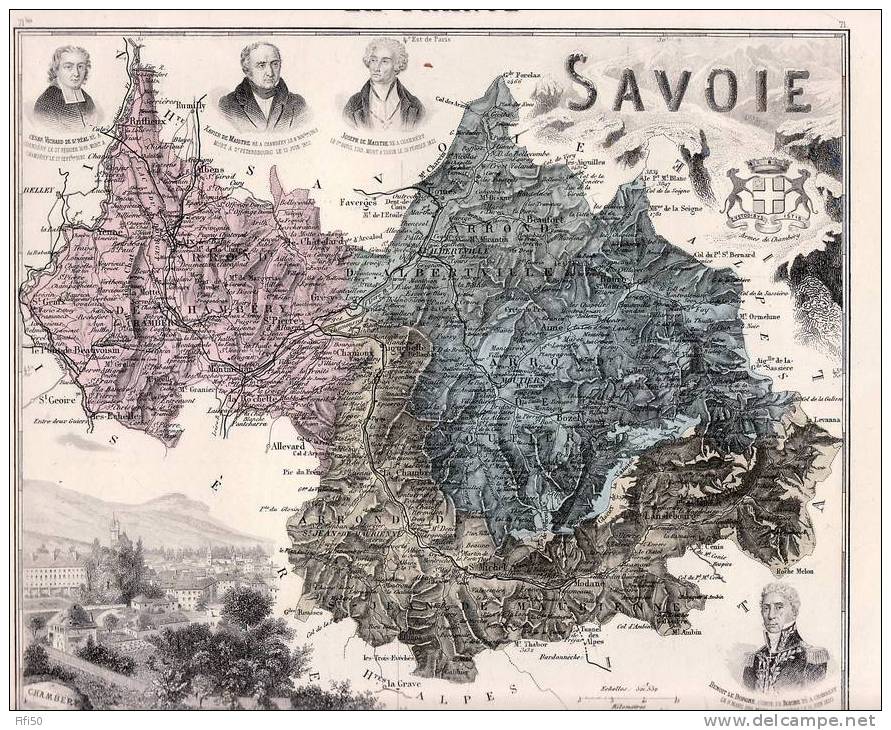 SAVOIE 73 CARTE ATLAS GEOGRAPHIQUE Colorisée MIGEON 1905  Au 1 / 521 552 De Maistre Benoit Le Borgne - Chambery - Geographical Maps