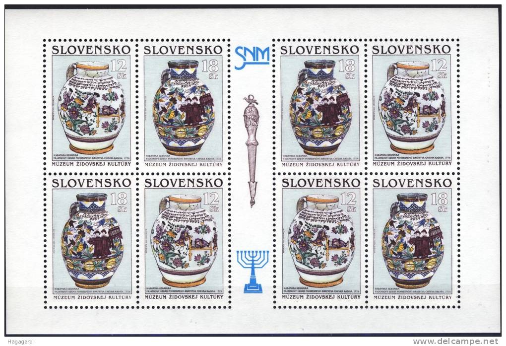 #Slovakia 1999. [08] Jewish Culture. Sheetlet. Michel 356-57. MNH(**) - Blocks & Kleinbögen