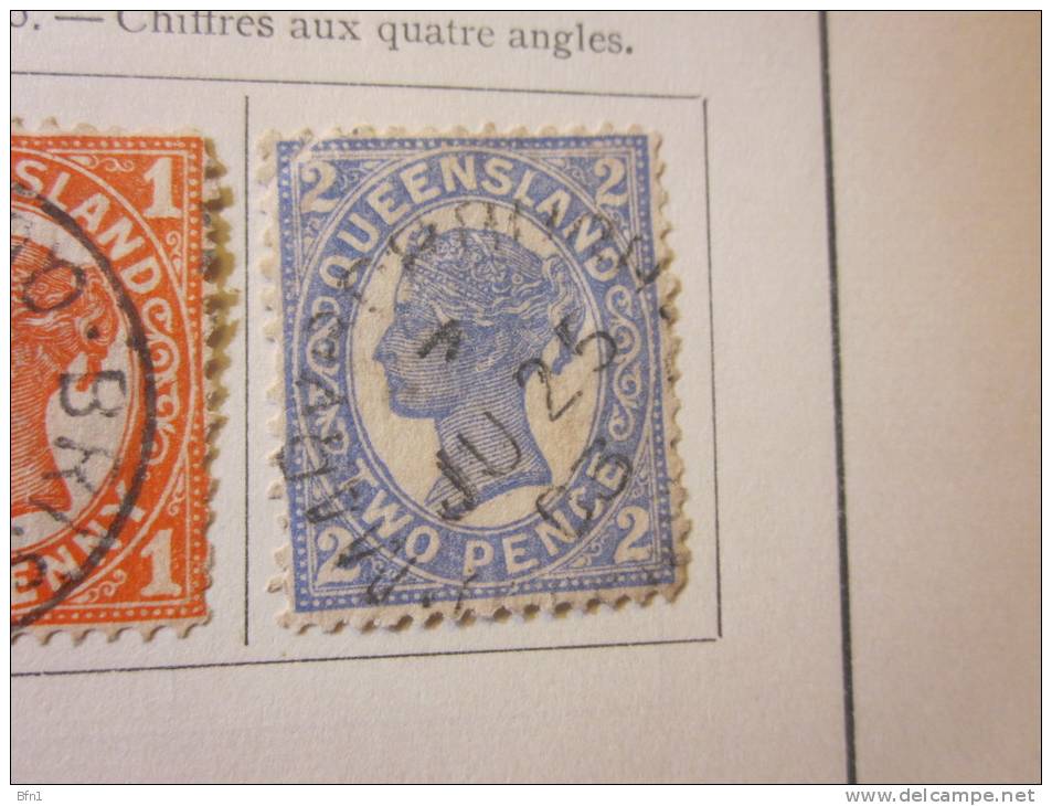 COLLECTION TIMBRES  AUSTRALIE QUEENSLAND  DEBUT 1883  OBLITERES  AVEC CHARNIERE - Gebraucht