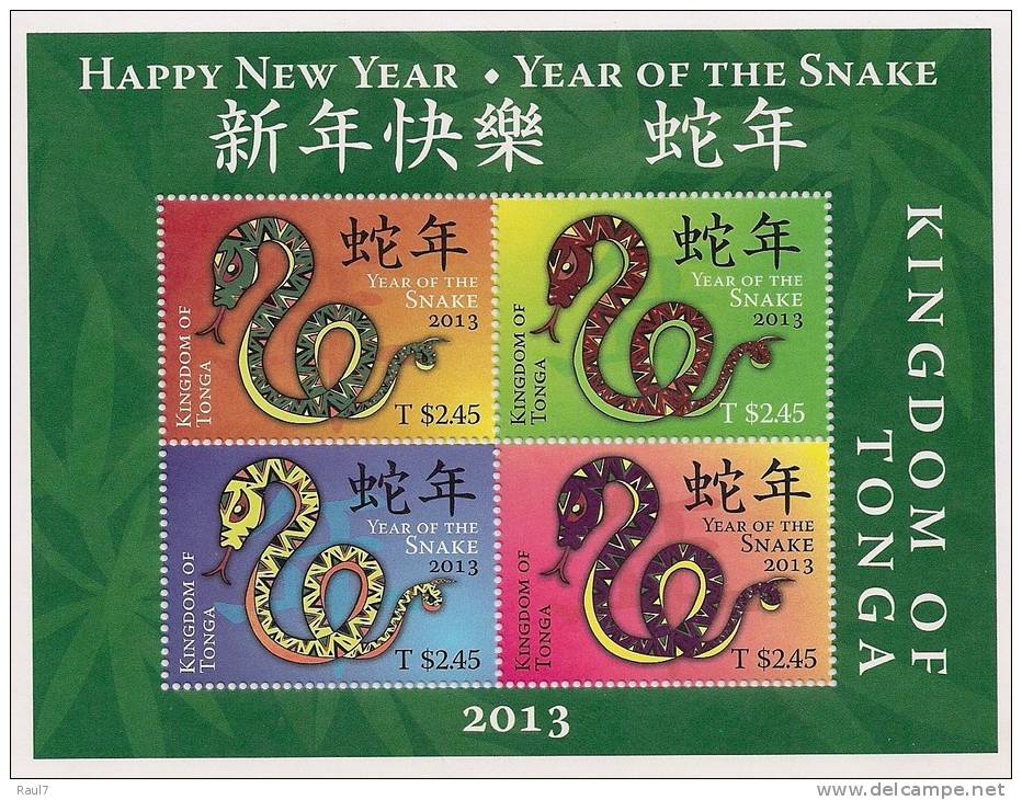 TONGA - 2013 - Nouvel An Chinois, Année Du Serpent  -  BF Neufs // Mnh - Tonga (1970-...)