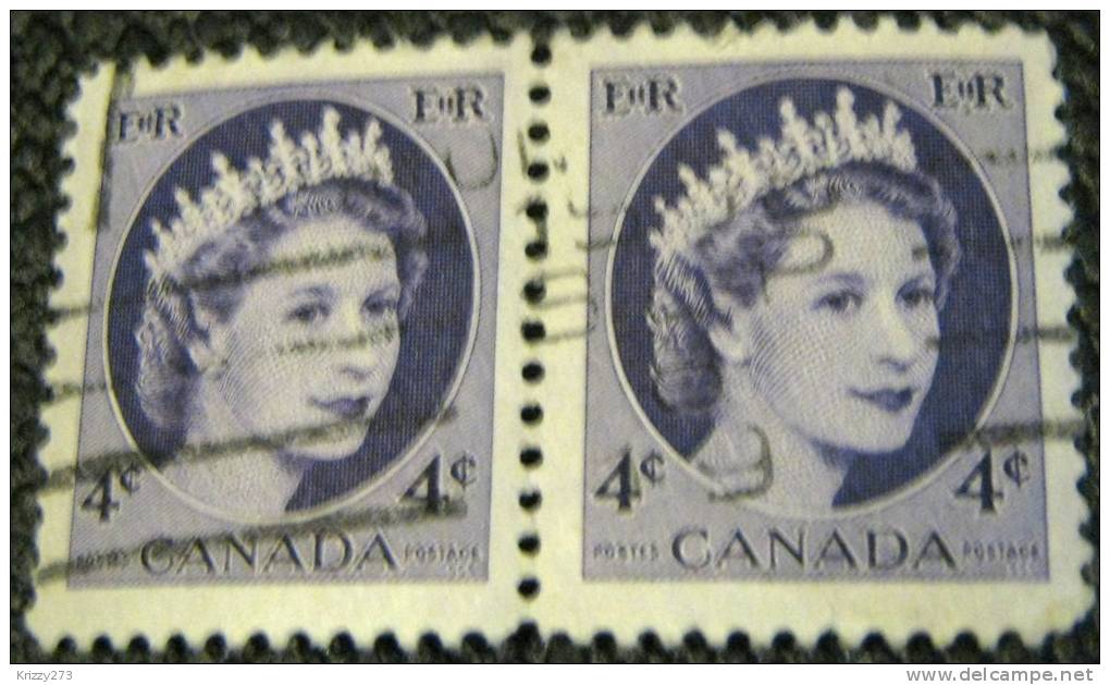 Canada 1954 Queen Elizabeth II 4c X2 -used - Oblitérés