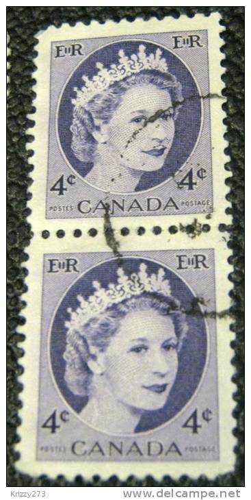 Canada 1954 Queen Elizabeth II 4c X2 -used - Oblitérés