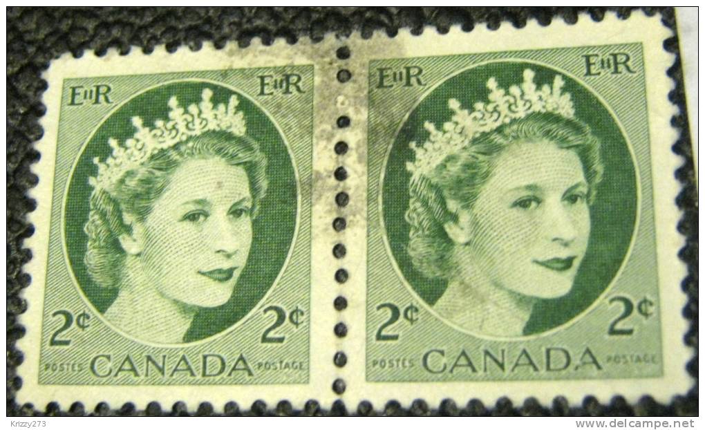 Canada 1954 Queen Elizabeth II 2c X2 -used - Oblitérés