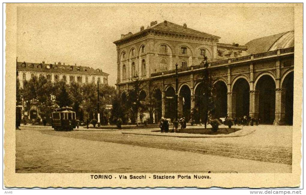 TORINO - VIA SACCHI - STAZIONE PORTA NUOVA VG 1929 SENZA FRANCOBOLLO ORIGINALE D´EPOCA 100% - Stazione Porta Nuova