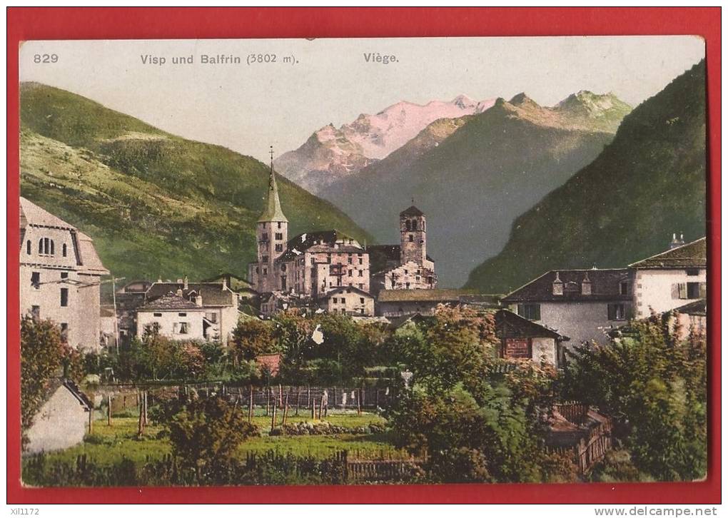 YVISP-01 Visp Und Balfrin, Viège. Centre Avec Jardins Potagers. Nicht Gelaufen. Phototypie 829 - Viège