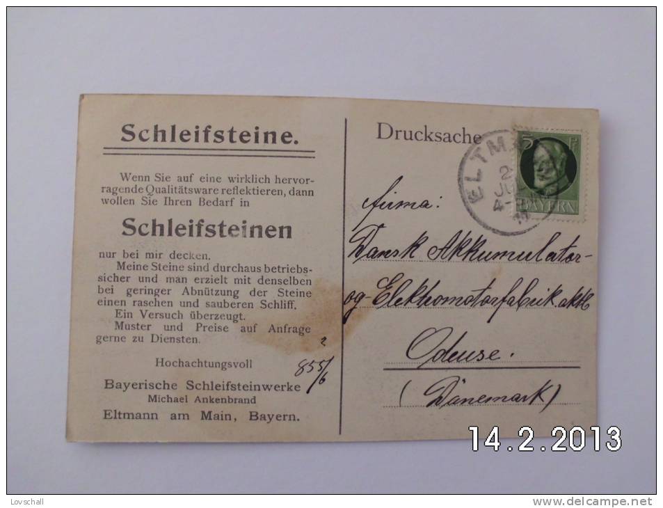 Eltmann A. Main. Bayerische Schleifsteinwerke. (2 - 7 - 1910) - Otros & Sin Clasificación