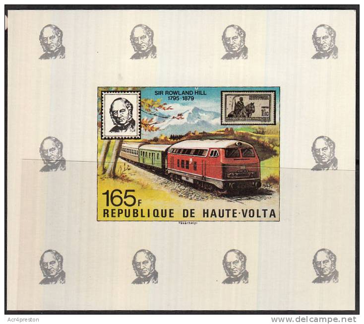 B0146 IVORY COAST 1979, 165F Rowland Hill Centenary IMPERF M-sheet MNH (train, Locomotive) - Upper Volta (1958-1984)