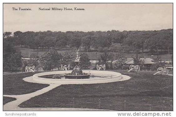 Kansas National Military Home The Fountain Albertype - Andere & Zonder Classificatie
