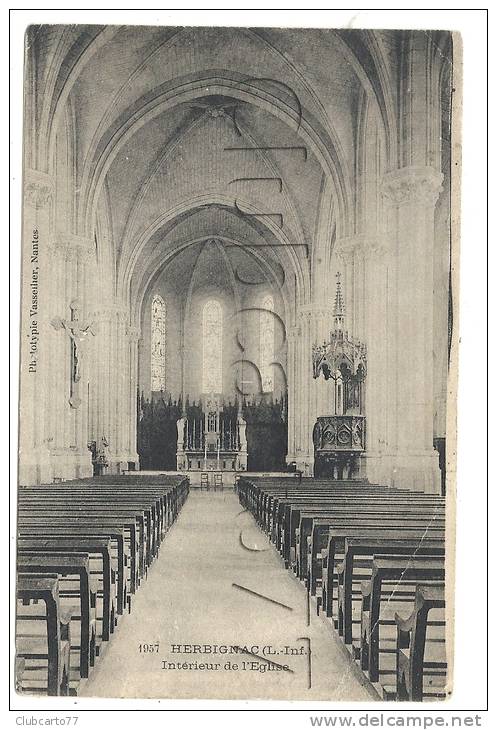 Herbignac (44) : L'intérieur De L'église En 1907. - Herbignac