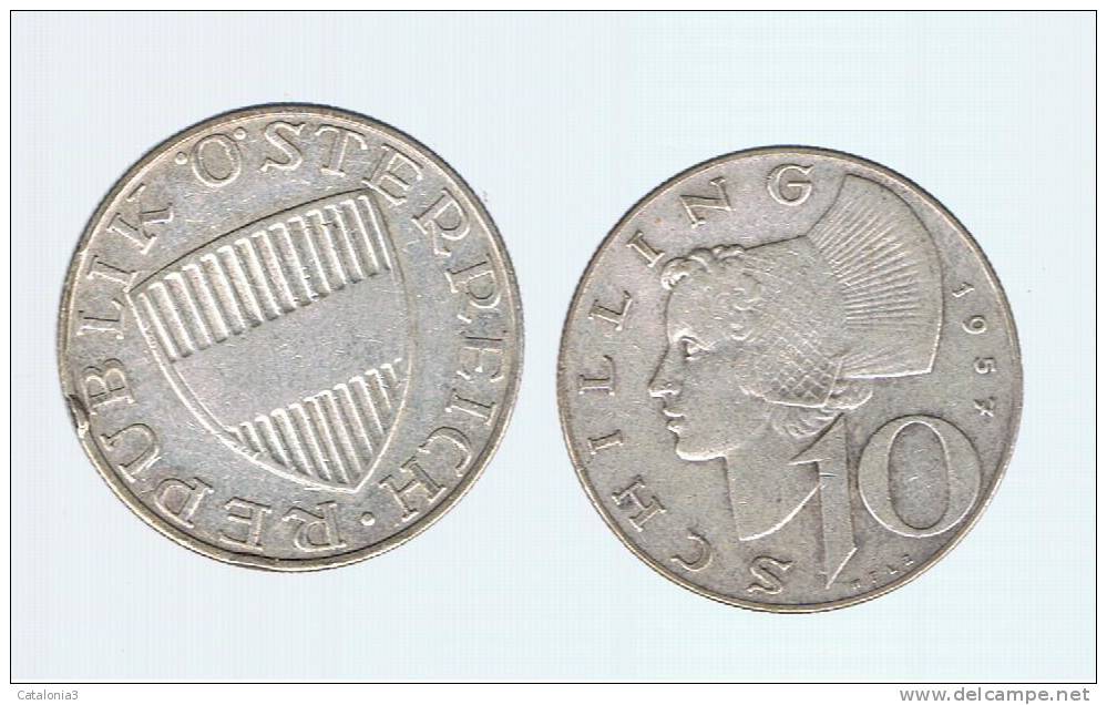 AUSTRIA  -   10 Shilling 1957  KM2882  PLATA - Autriche