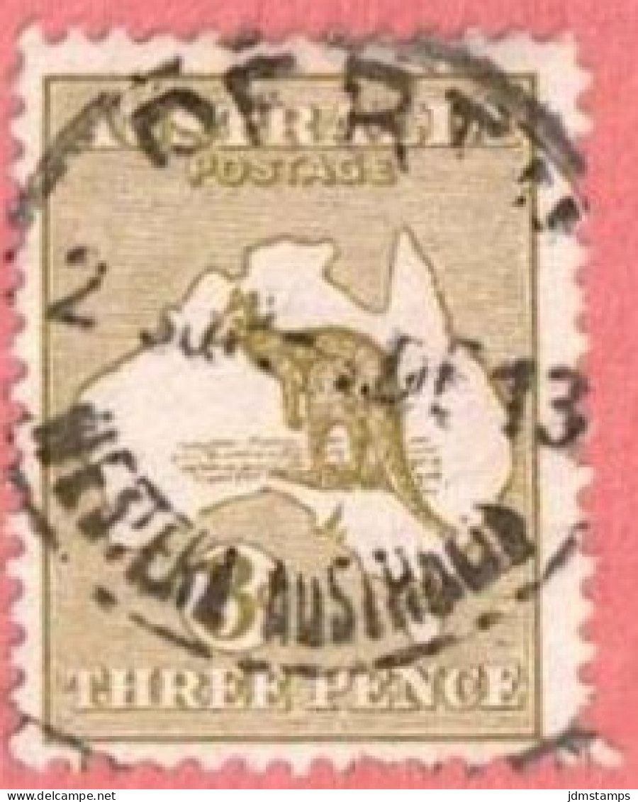 AUS SC #5 Used - 1913 Kangaroo And Map, W/SON "PERTH / WESTERN AUSTRALIA", CV $17.50 - Gebruikt