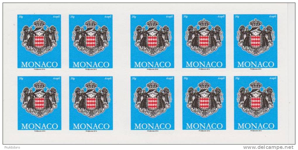 Monaco Mi 3082 Self Adhesive Booklet Ecopli * * Coat Of Arms 2012 - Postzegelboekjes