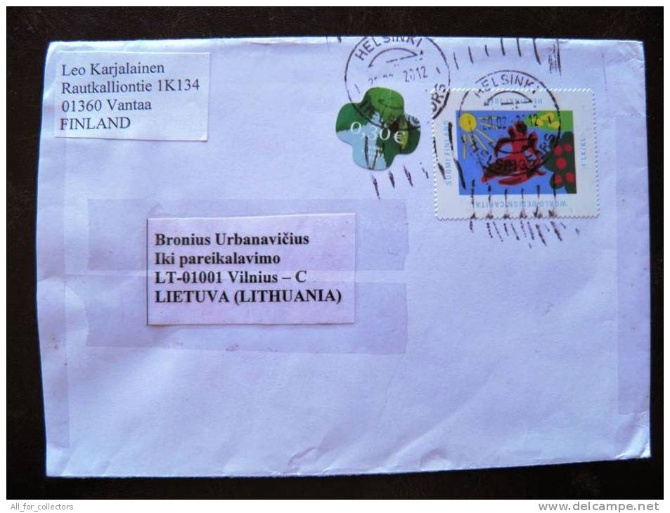 Cover Sent From Finland To Lithuania , World Design Capital Drawinf Of Children - Storia Postale