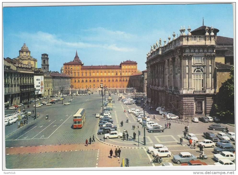 Torino - Piazza Castello: 50 + AUTOMOBILI , FIAT, ALFA Etc., DOUBLE- DECKER BUS- Auto/Car - Italia - Turismo