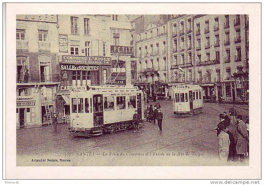 (44). Nantes. Repro Serie Nantes La Belle 1990/4 Place Du Commerce Rue De Georges Tramway Tram - Nantes