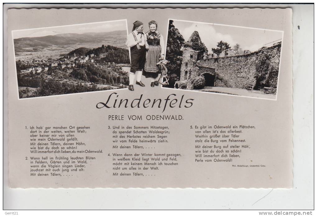 6145 LINDENFELS, Lieder-Karte 1964 - Heppenheim