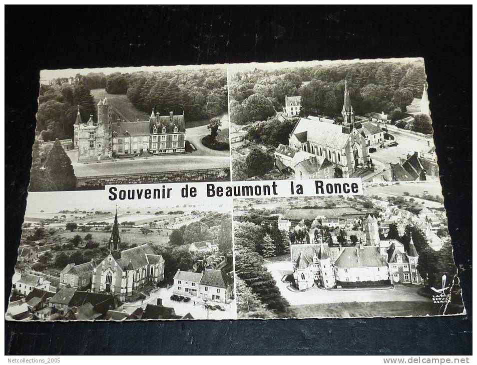 EN AVION AU-DESSUS DE... - BEAUMONT-LA-RONCE - LE CHATEAU - L'EGLISE - 37 INDRE ET LOIRE - Beaumont-la-Ronce