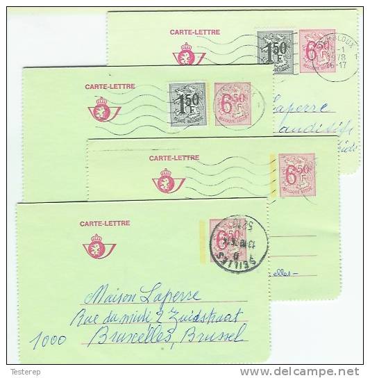 4 X Carte Lettre 6,50 Fr 1976+1977+1978(2) - Letter Covers