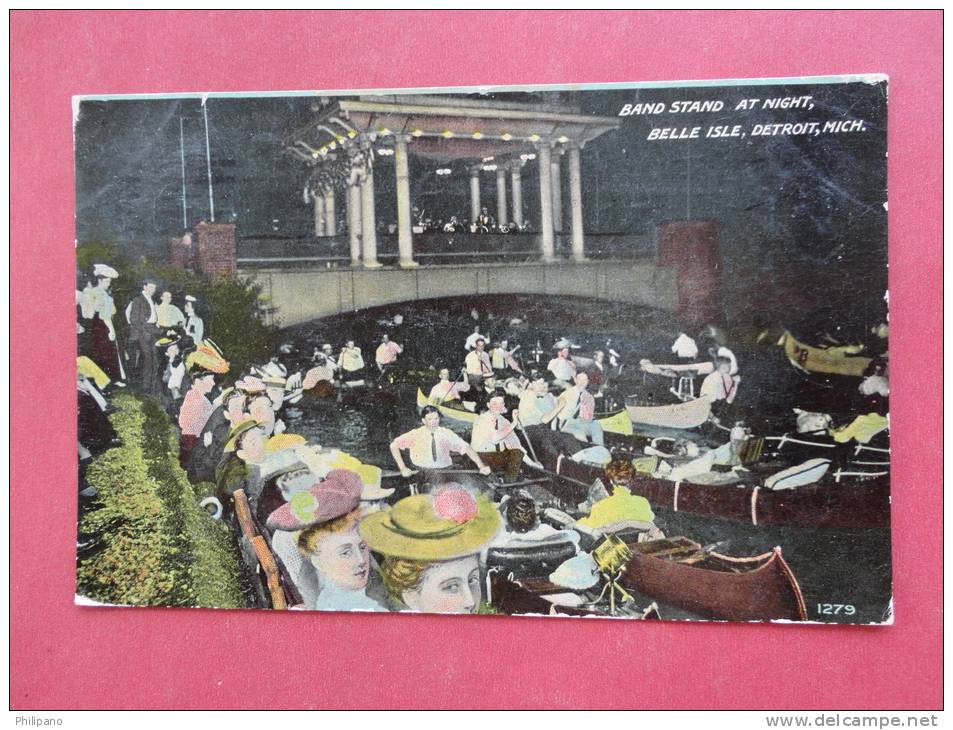 MI - Michigan > Detroit  Band Stand At Night  Belle Isle 1910 Cancel --------   ----  -- Ref 847 - Detroit