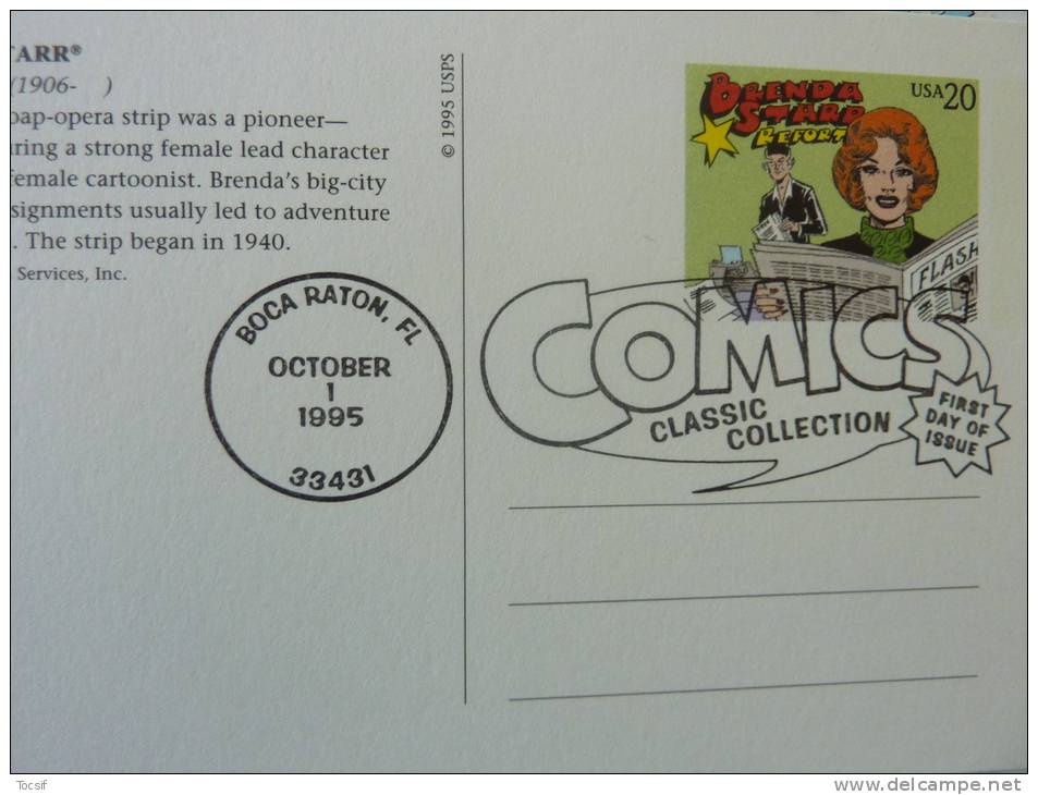 Comic Strip Classics Usa Post Card Usps Premier Jour Fdc Cpm BRENDA STARR 1995 - Stripsverhalen