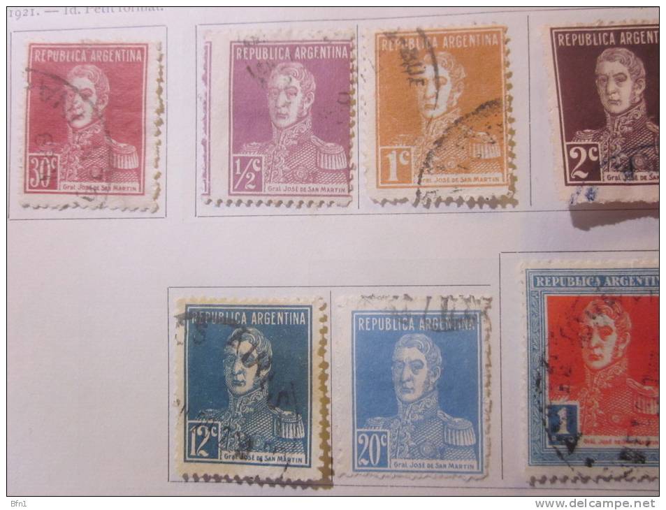 COLLECTION TIMBRES  ARGENTINE DEBUT 1870 OBLITERES AVEC CHARNIERE