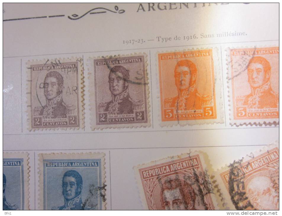 COLLECTION TIMBRES  ARGENTINE DEBUT 1870 OBLITERES AVEC CHARNIERE