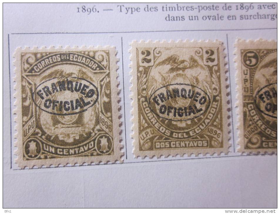 COLLECTION TIMBRES  EQUATEUR DEBUT 1898  OBLITERES  OU NEUFS AVEC CHARNIERE