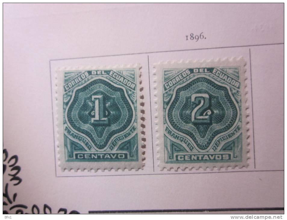 COLLECTION TIMBRES  EQUATEUR DEBUT 1898  OBLITERES  OU NEUFS AVEC CHARNIERE