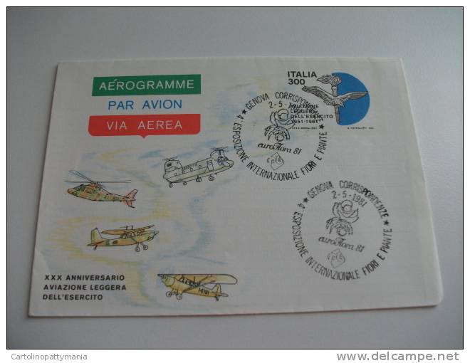 Aerogramme Via Aerea Par Avion  Xxx Anniversario Aviazione Leggera Dell'esercito - 1981-90: Storia Postale
